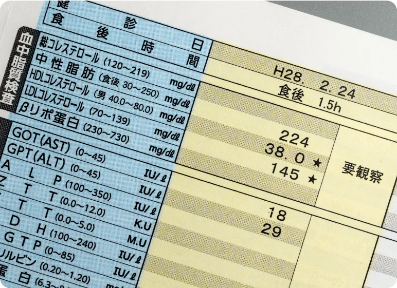 健康診断の結果用紙