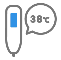 38℃を示している体温計のイラスト